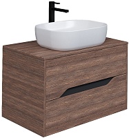 Grossman Тумба с раковиной Лайф 80 GR-3020 подвесная винтажное дерево темное/графит